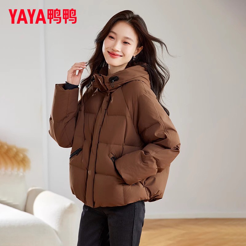 鸭鸭羽绒服女士2025冬季短款泡芙时尚小个子百搭潮流鸭绒保暖外套