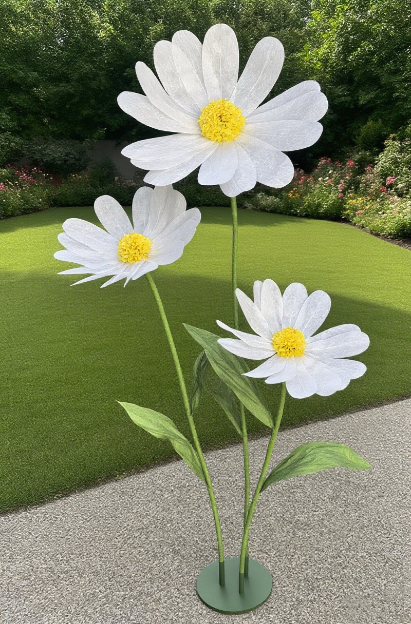 大型婚庆雏菊手工花可作橱窗装饰与场景布置道具雏菊纸花丝网花