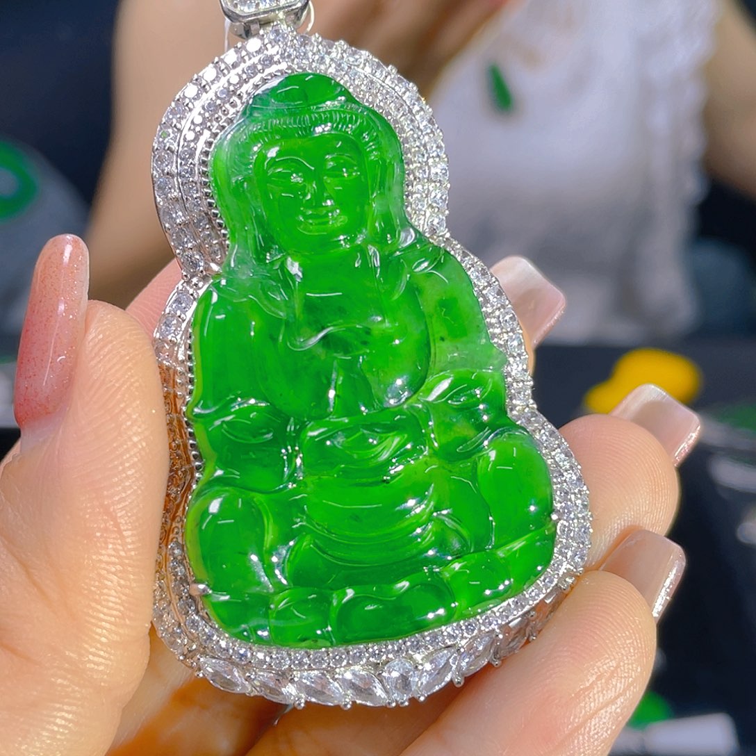 翡翠银S925镶嵌颈饰天然