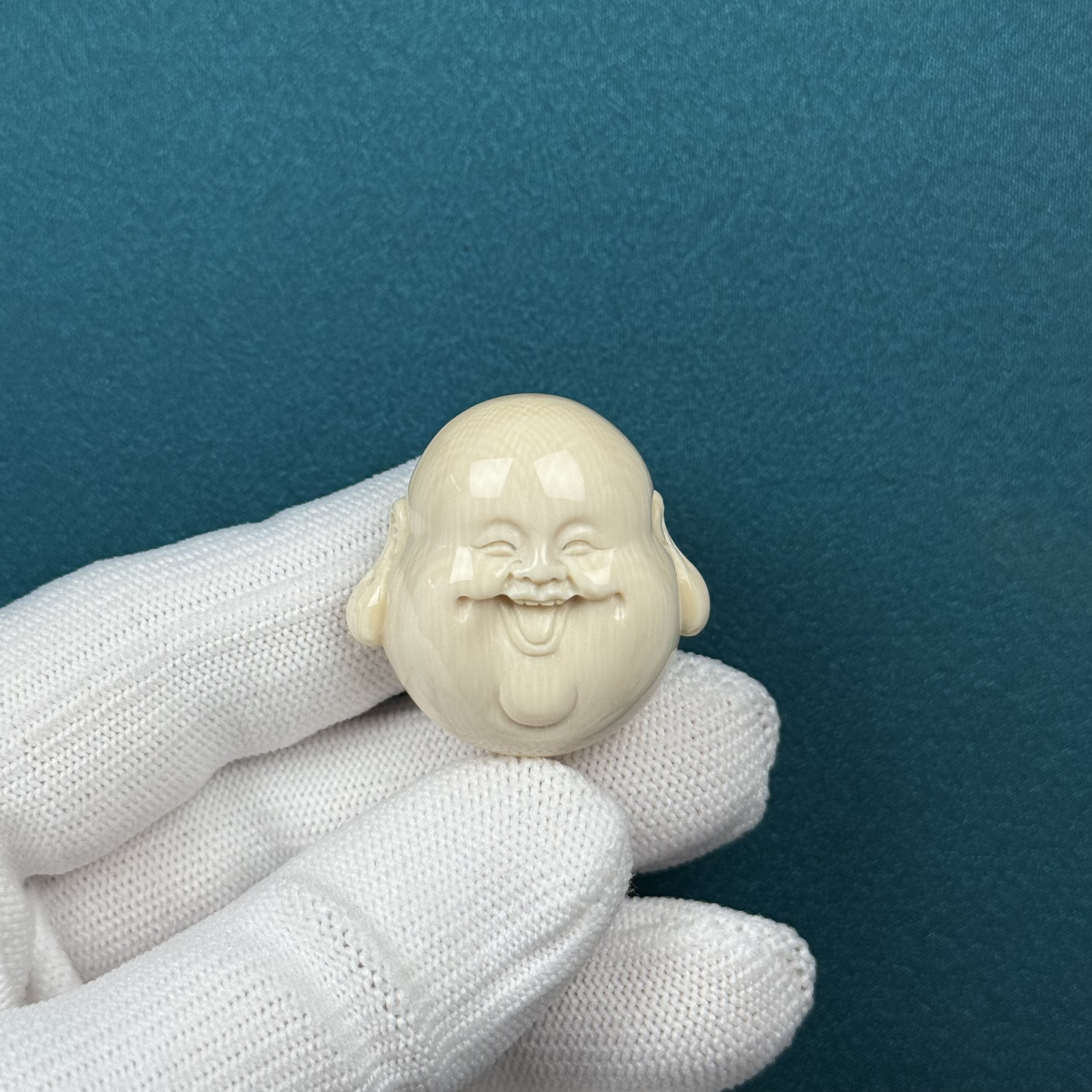 H13-07天然猛犸牙 弥勒 29.9*29.8*18.4mm 支持复检假一罚十