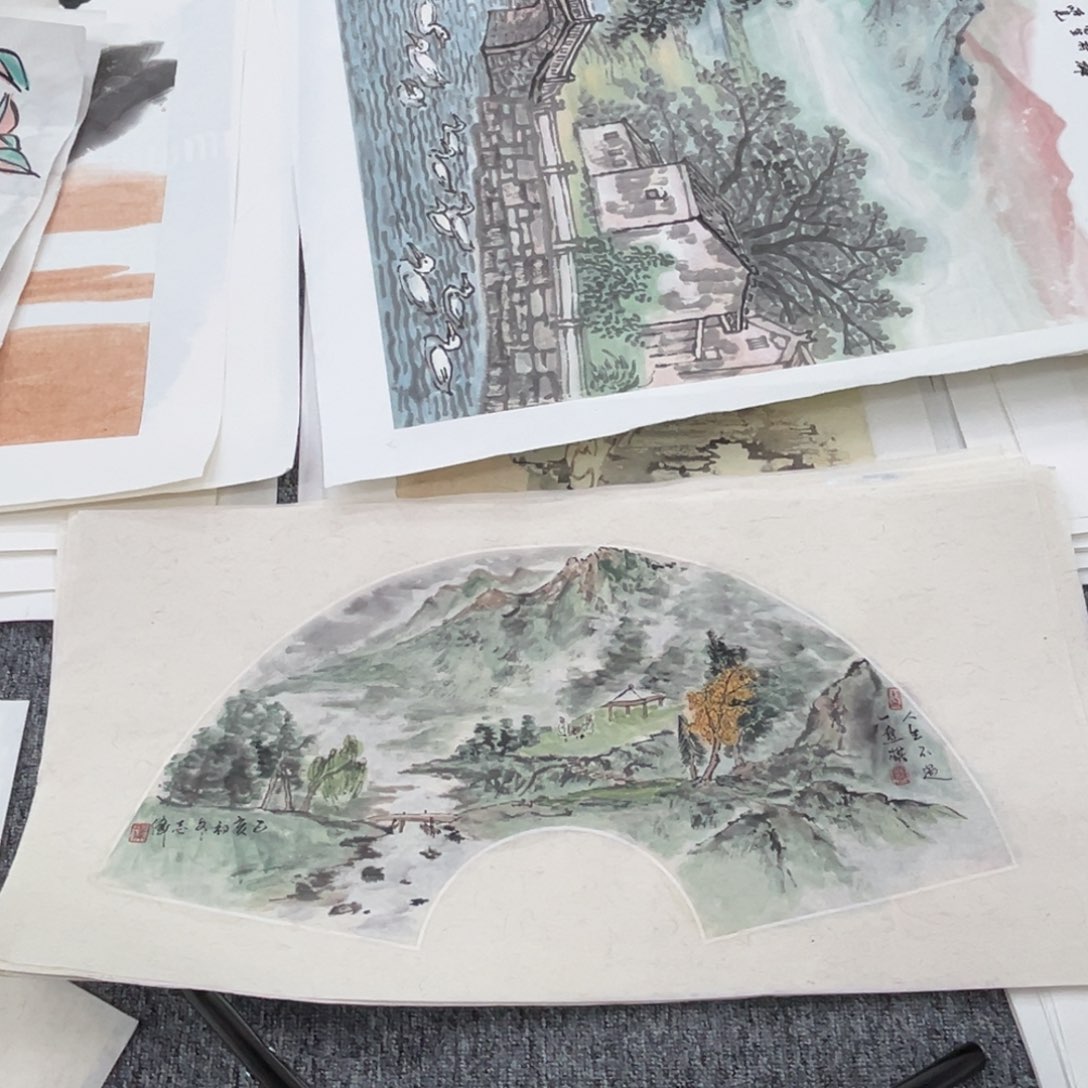 国画王志伟老师33.66扇面绘画