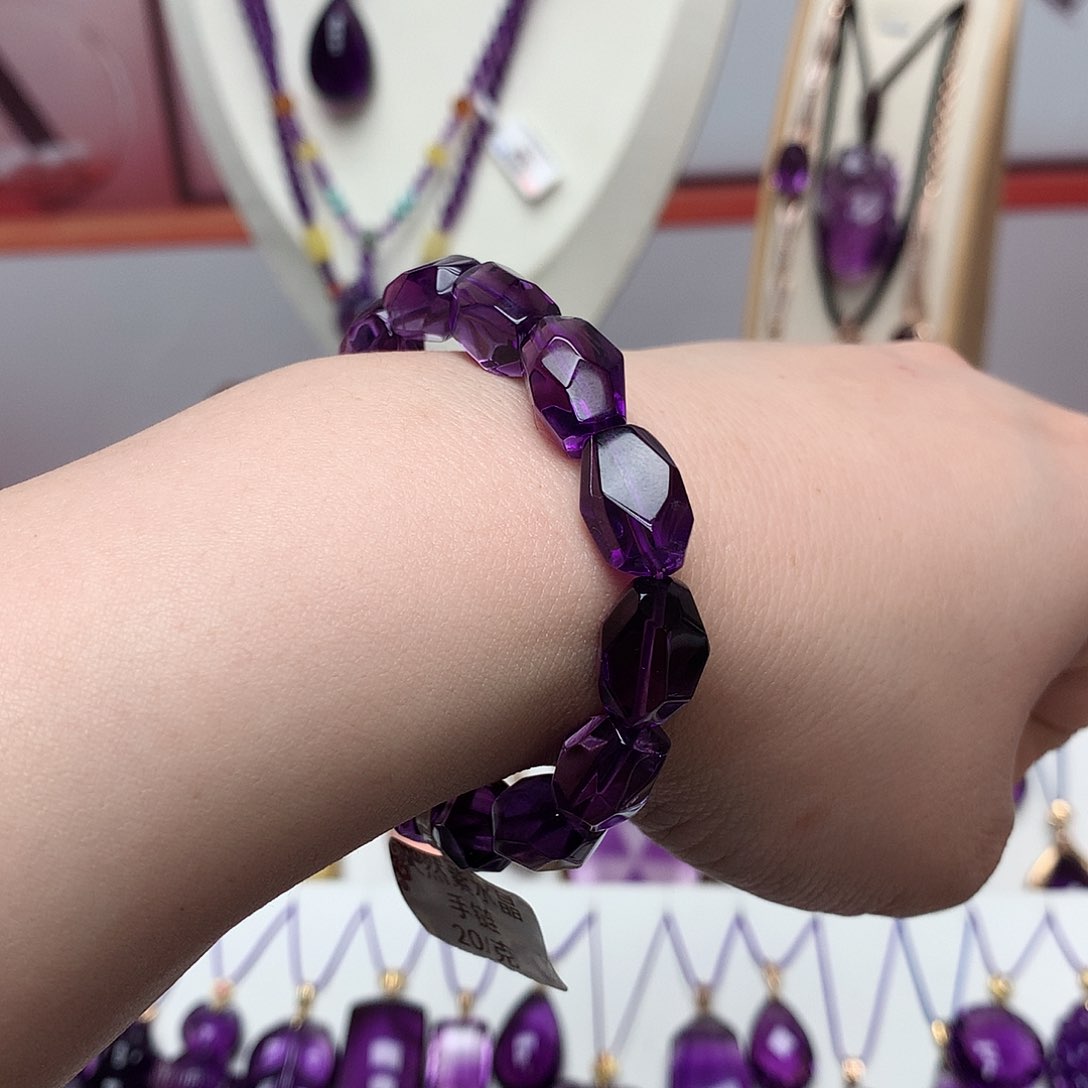 紫晶孤品手串未镶嵌ঞ***