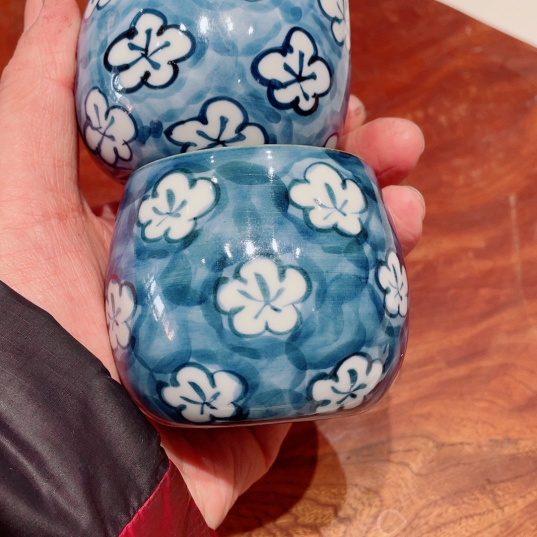 瓷片圆又卫门手绘杯新