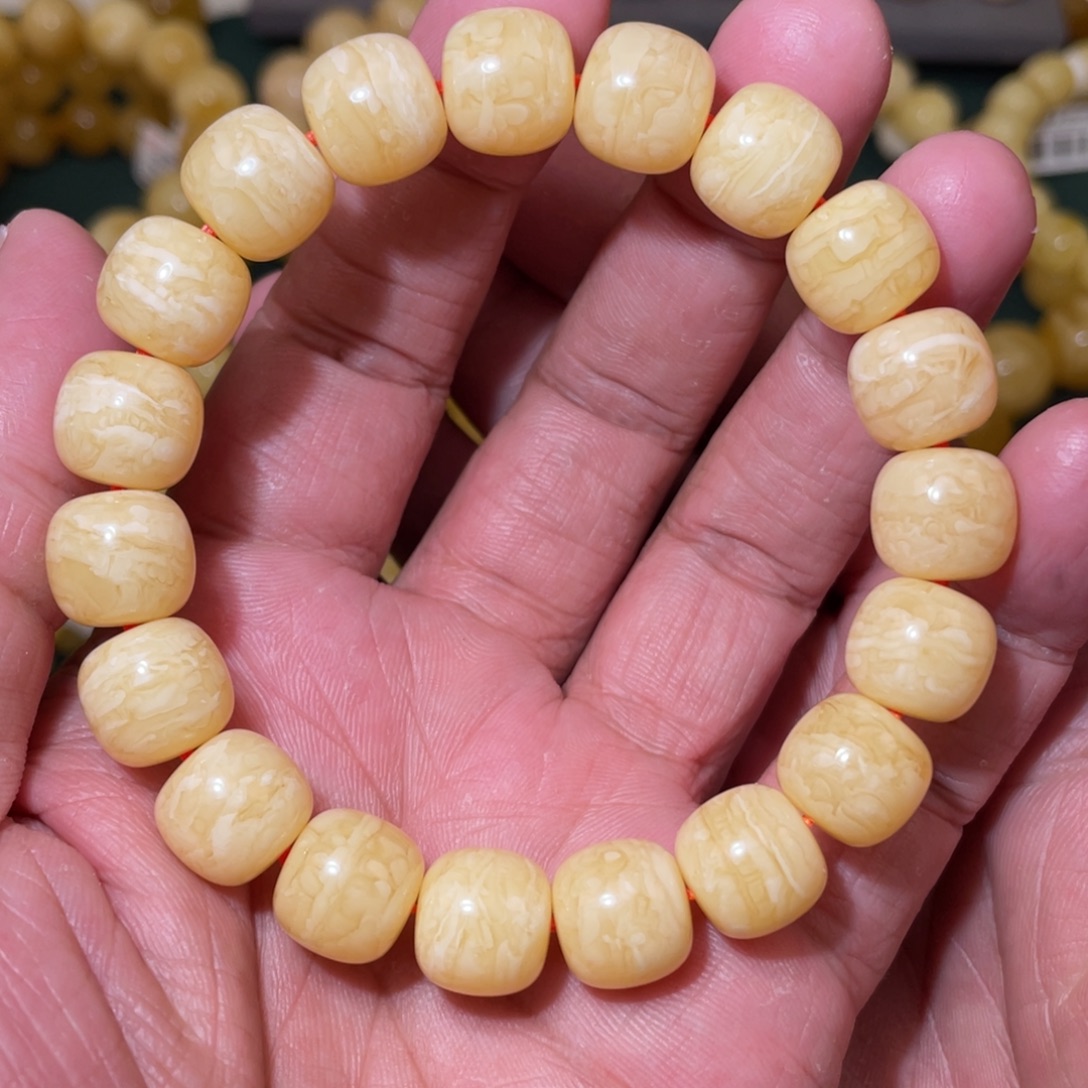 蜜蜡未镶嵌珠宝奇石12mm俄同料虎皮老型手串20.5