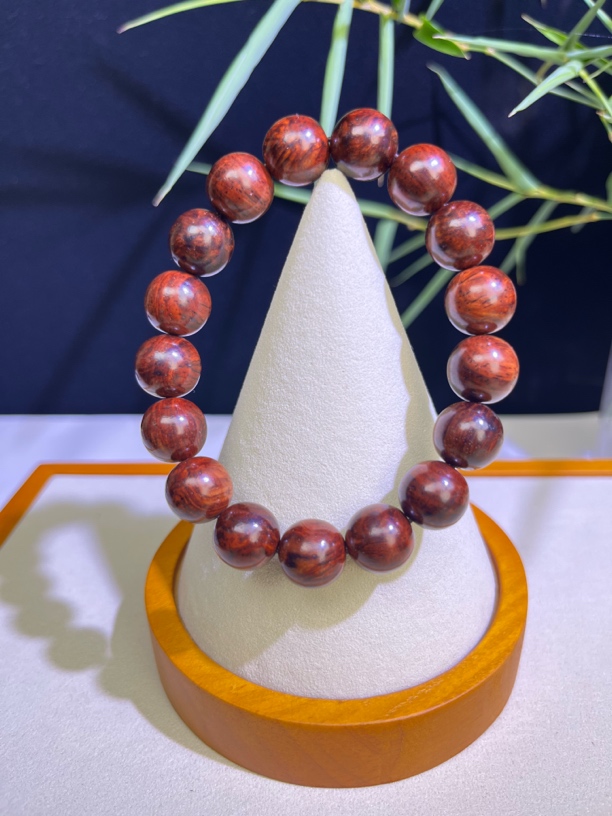 红降花梨公1.2圆珠手串土埋黄油玉化料