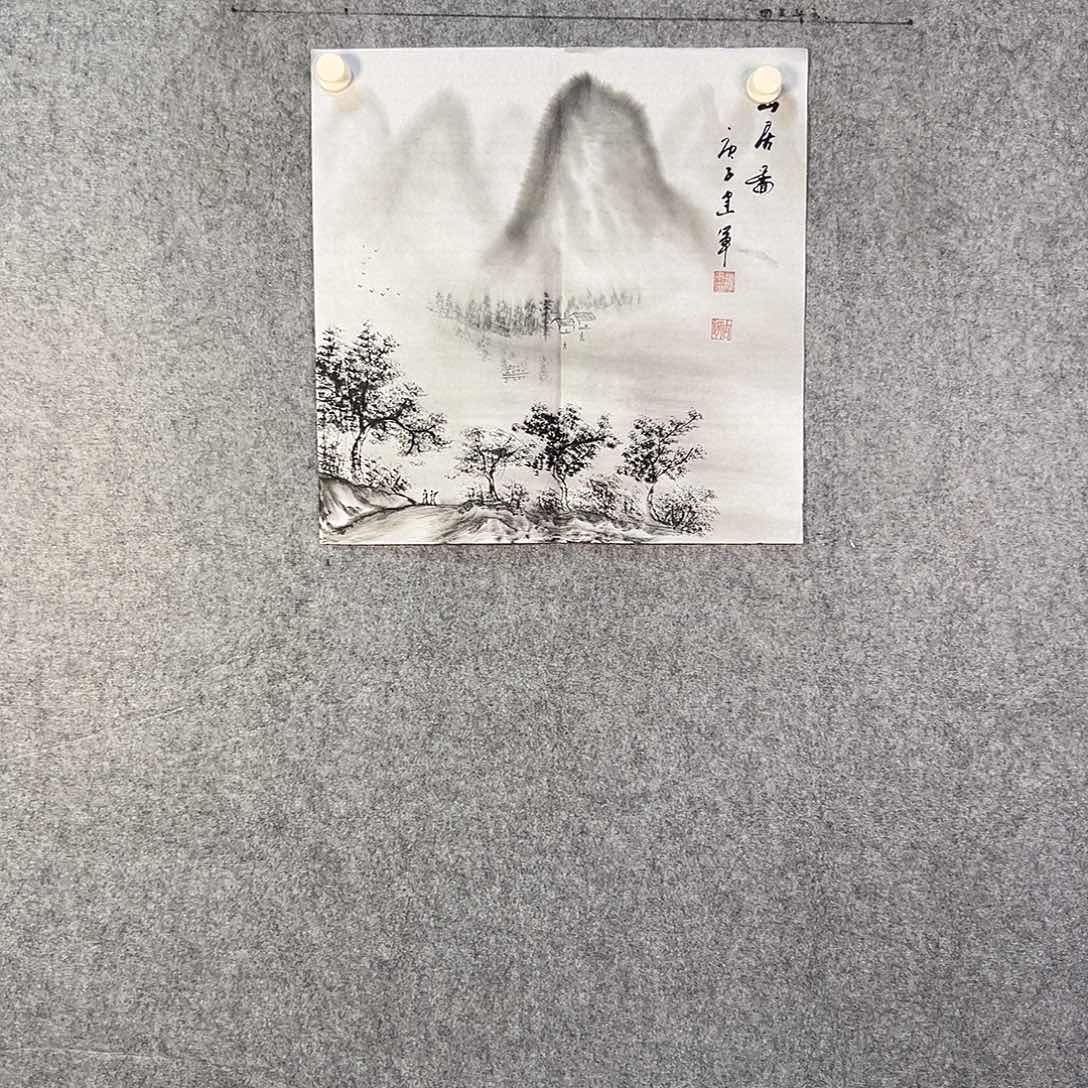 国画719 花鸟在树丛的顶端鸣叫叫声响