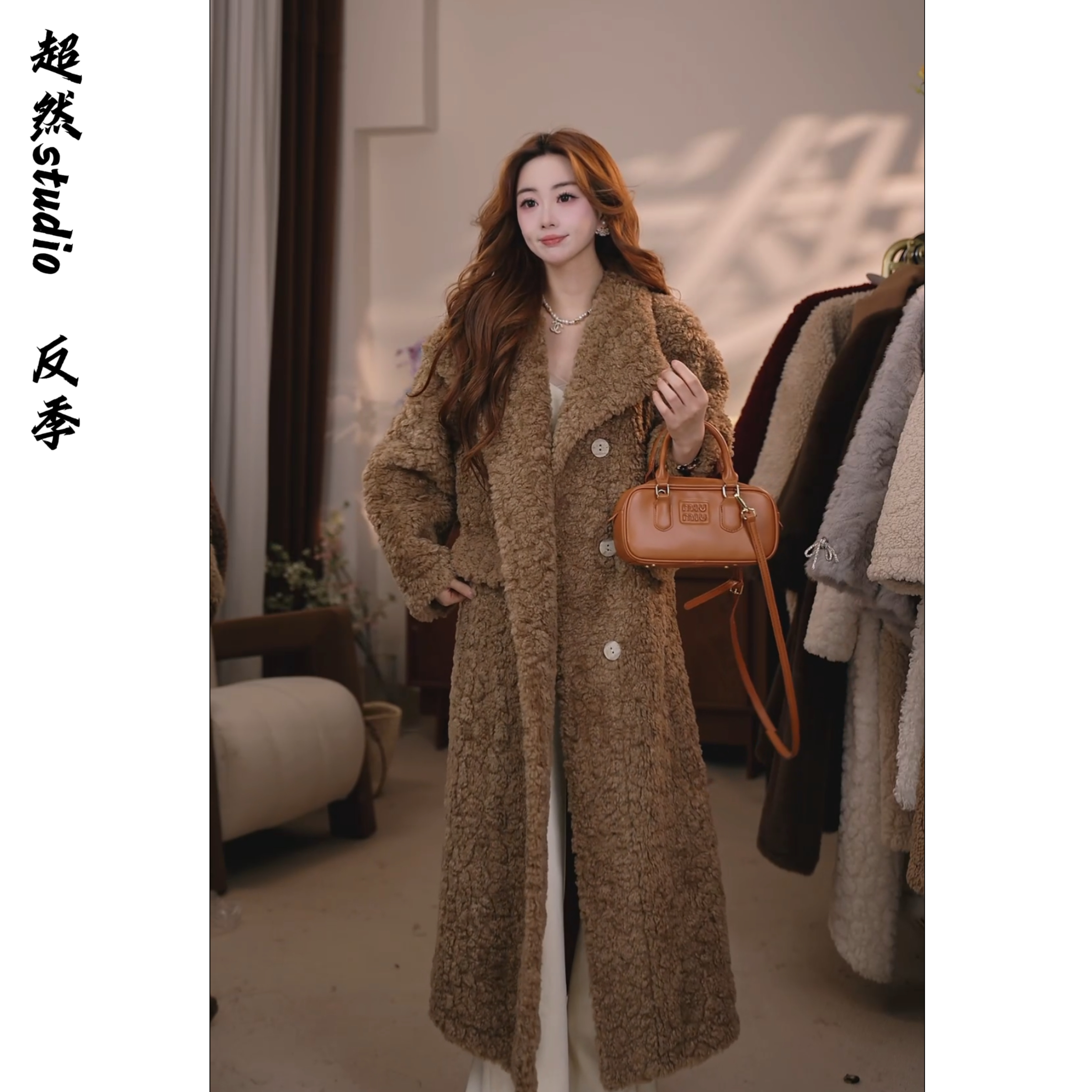 单排扣西装领长袖厚款女冬季INS风中长款   88129