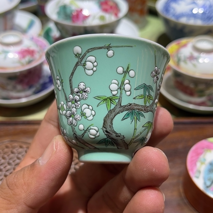  纯手绘精品盖碗杯