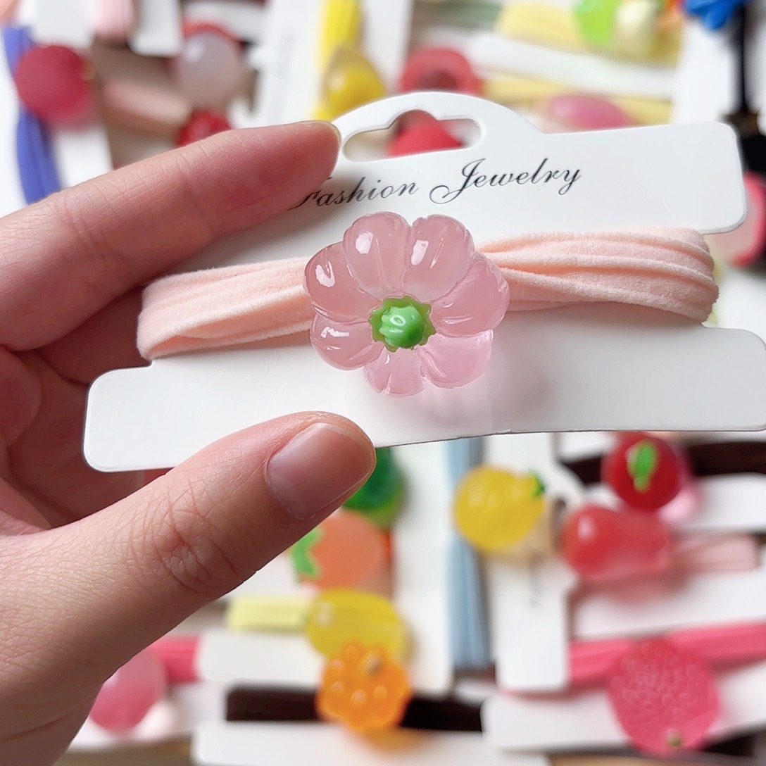 布艺非金属夜光粉南瓜发绳