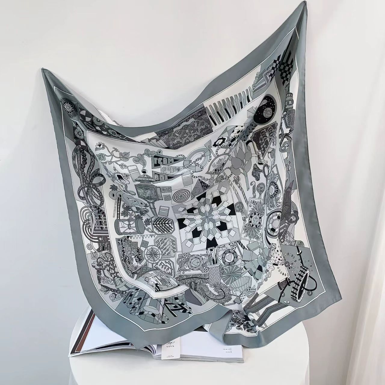 【波西米亚】高档丝巾方巾女士新款素雅百搭90*90#2119