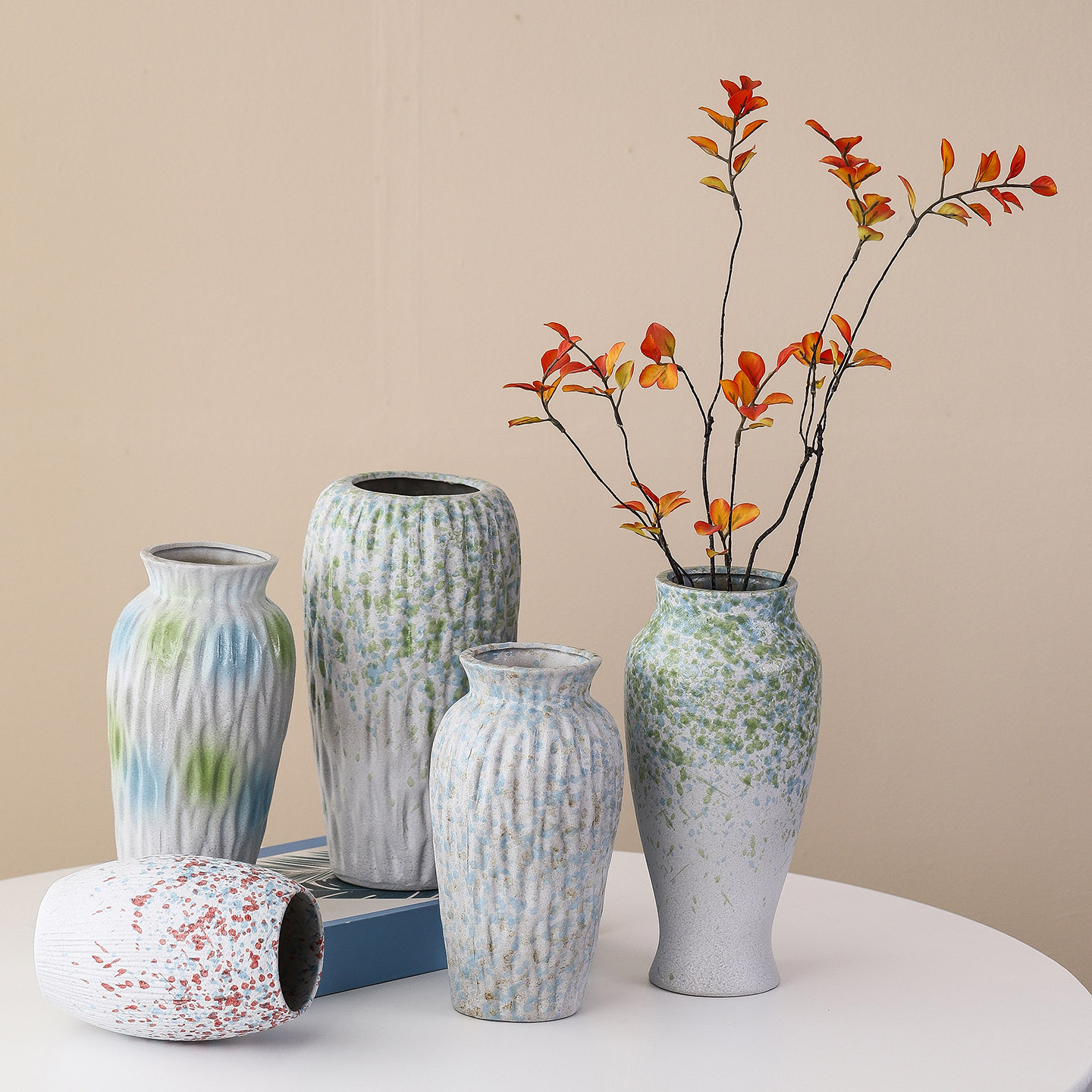 新中式复古陶瓷花瓶简约百搭水培插花玄关桌面装饰品