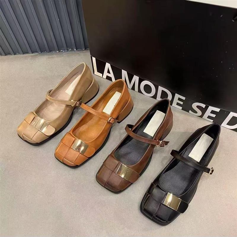 2025秋休闲时尚百搭一字带金属装饰网红爆款单鞋玛丽珍鞋 AXL6053