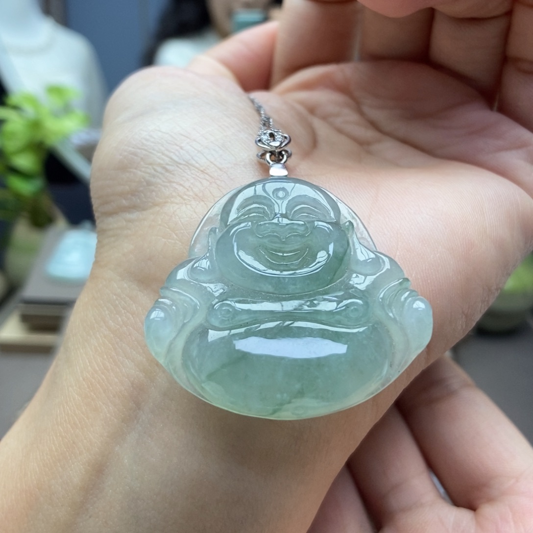 翡翠颈饰银S925镶嵌吊坠C100