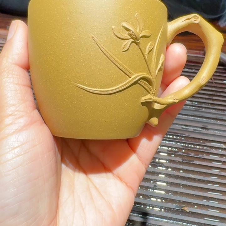 紫砂茶杯兰花杯段泥被子黄金段