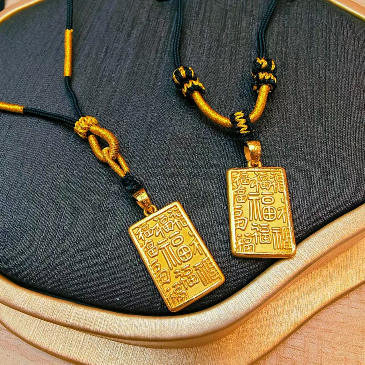 6#足金999黄金多福牌编织工艺（多样性发一）