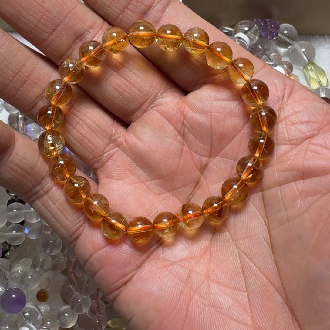 水晶未镶嵌手链黄水晶手串