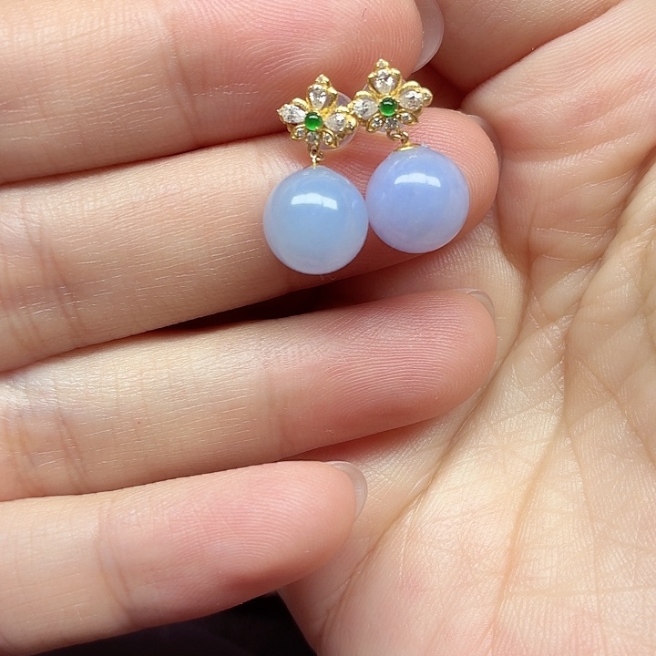 翡翠18K金镶嵌手链天然缅甸翡翠A货卡10