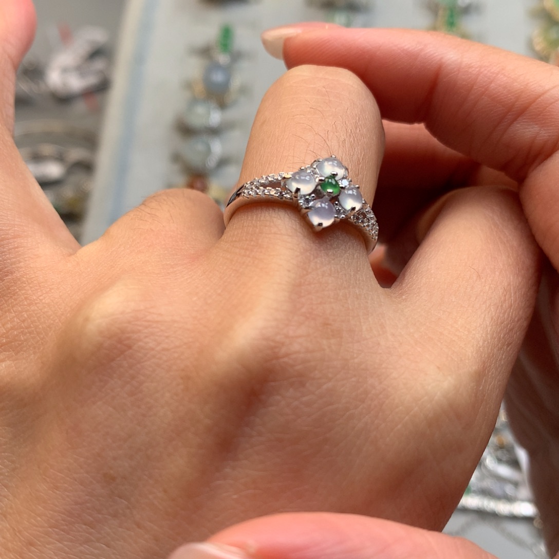 翡翠银S925镶嵌戒指