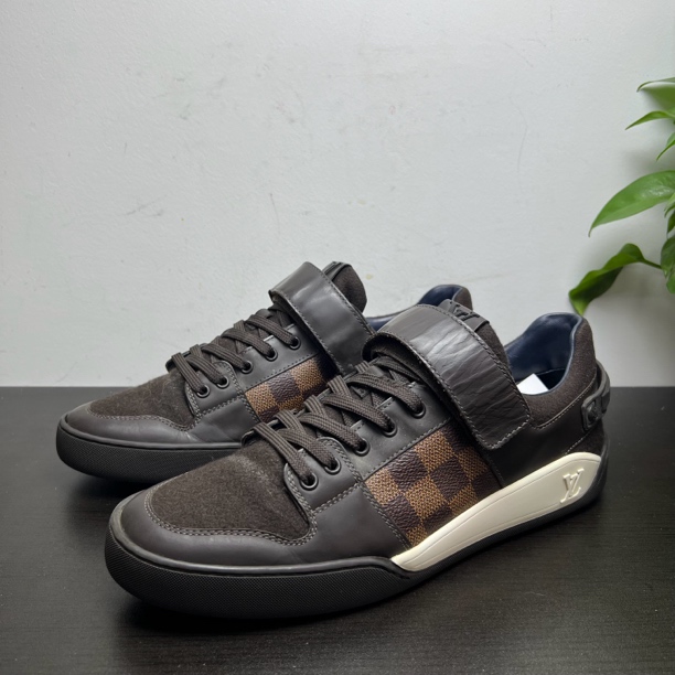 95新 LouisVuitton/路易威登 41欧码棕老花棋盘格lv板鞋百搭经典