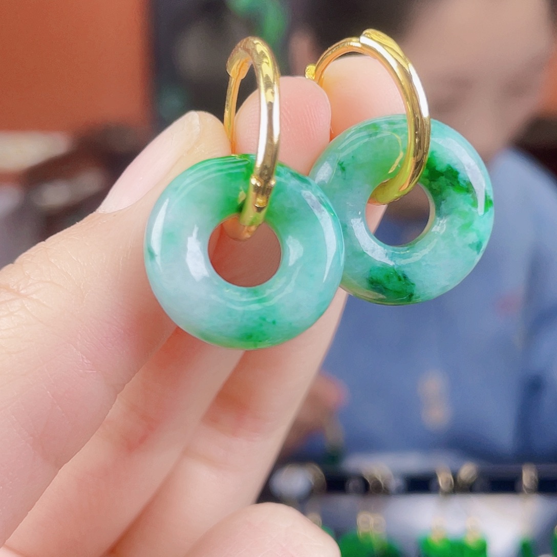 翡翠未镶嵌耳饰饰品