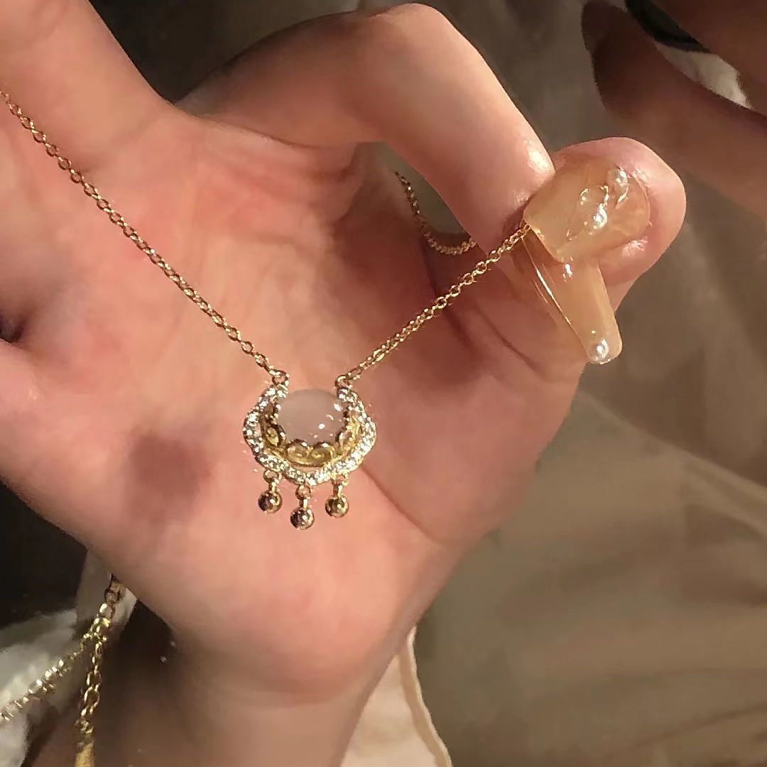 铜合金亚克力项链 锁项链平安吉祥高级轻奢小众中式设计女锁骨链