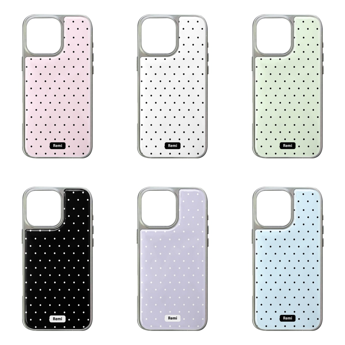 ins简约波点适用于苹果15银边滴胶16promax17promax手机壳14pro