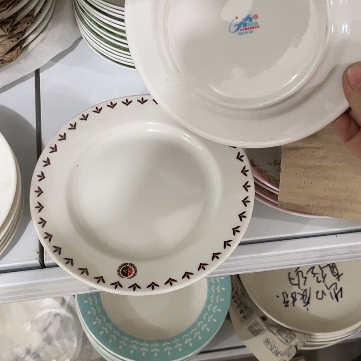 瓷片力力釉中彩17厘米小碟一对