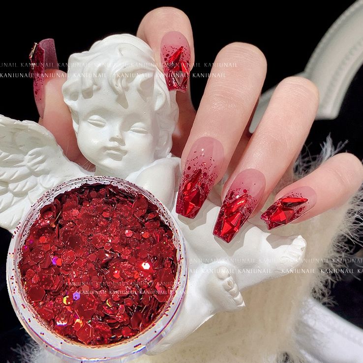 【新年爆闪亮片】红色系异形美甲亮片饰品梦幻diy流麻碎钻爆闪