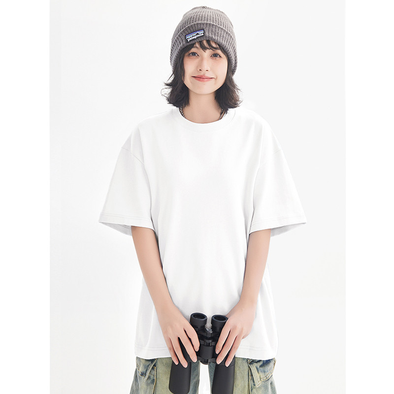 DT潮牌夏季情侣款精梳双纱纯棉T恤男女同款款式圆领打底衫高克重