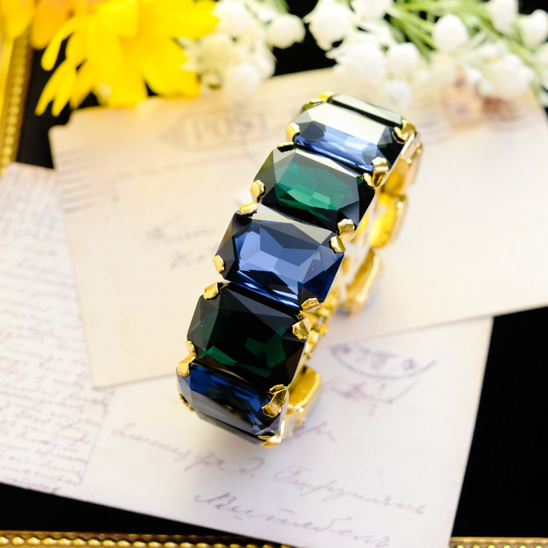 合金仿水晶手镯 意大利手工品牌 克劳打标 切割水晶手镯