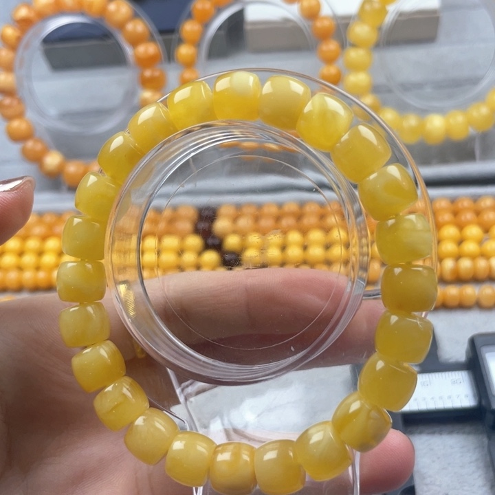 蜜蜡裸石未镶嵌天然蜜蜡老型手串10*9mm精工直切款