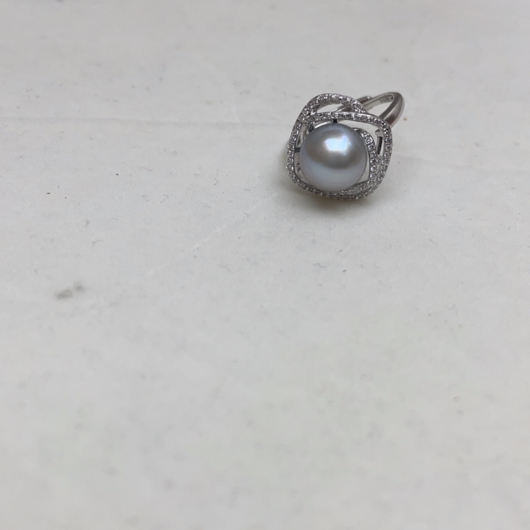 银S925镶嵌海水珍珠戒指