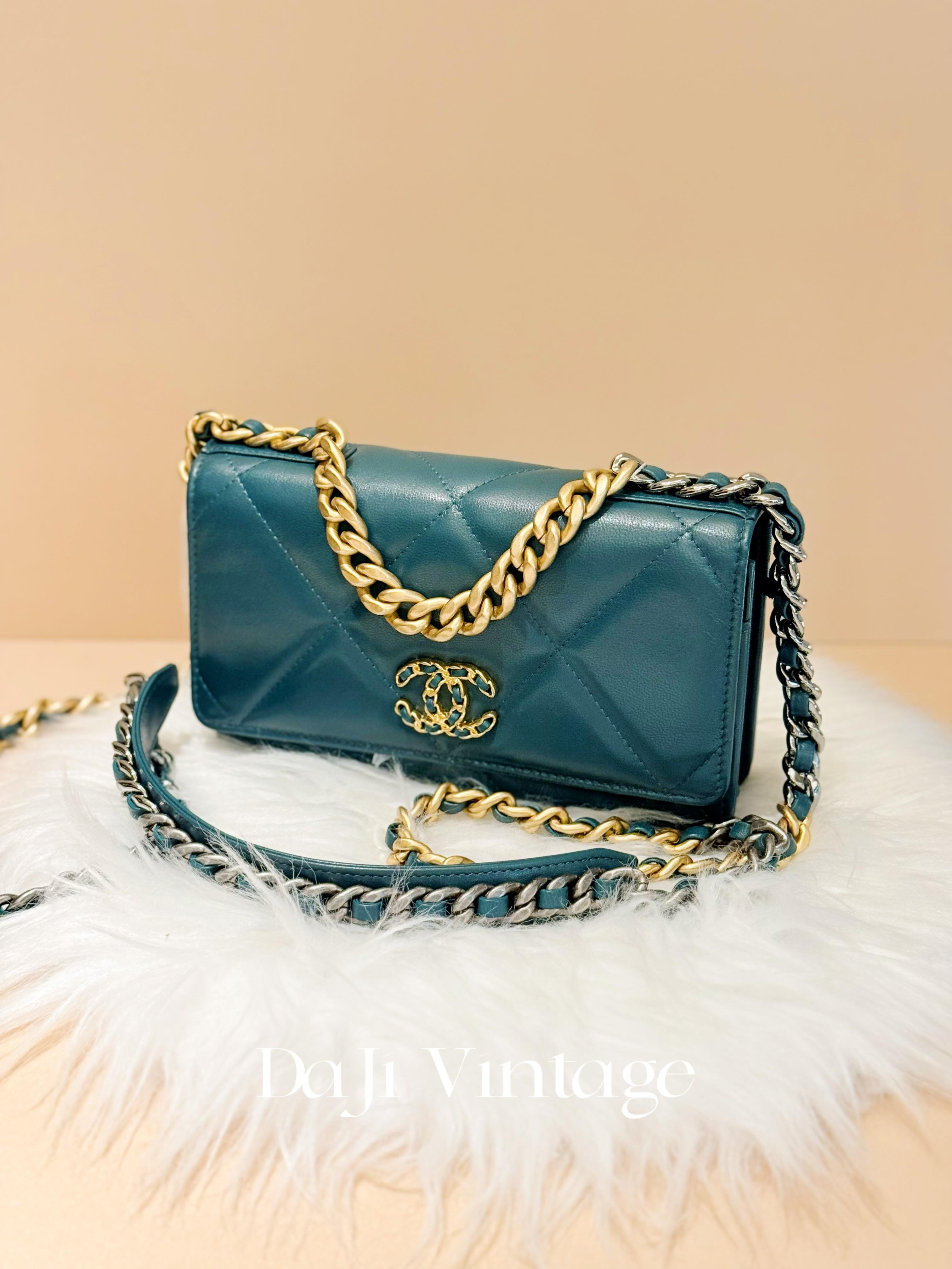 99新 Chanel/香奈儿 大吉中古/sh/翠绿色19bagwoc斜挎包