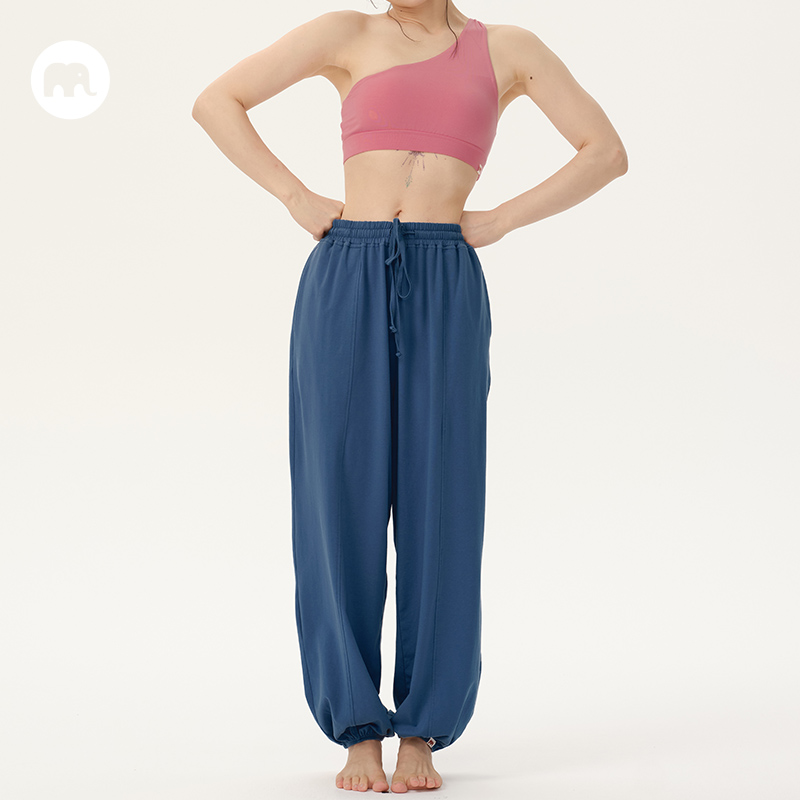 omshan宽松休闲灯笼广场舞瑜伽裤外穿裤子舒适日常束脚裤夏季薄款