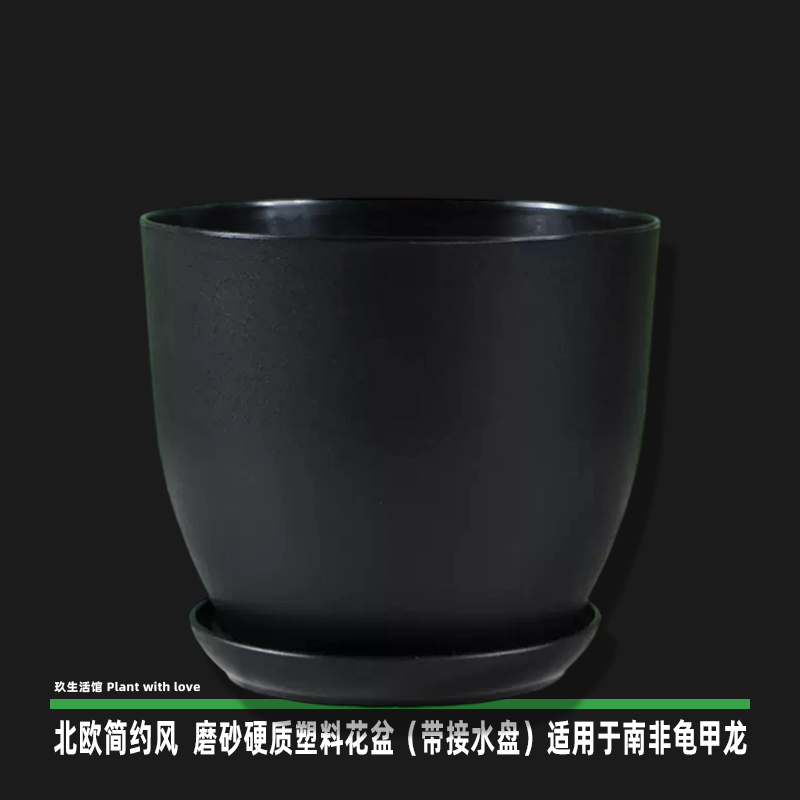 北欧简约风磨砂硬质塑料花盆（带接水盘）适用于南非龟甲龙玖生活馆