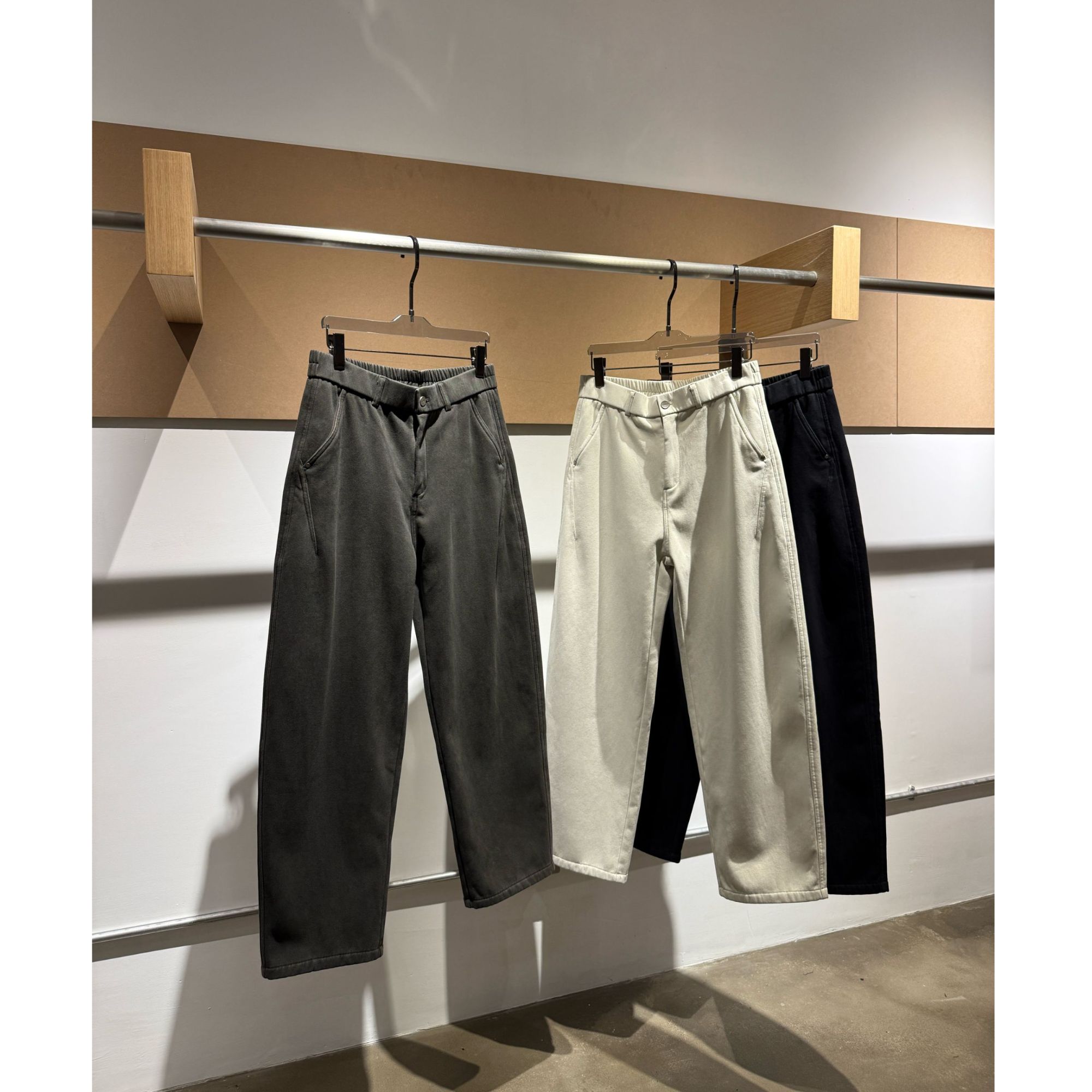 定制【100纯棉】加绒加厚YKK拉链直筒宽松廓形休闲裤情侣男女长裤