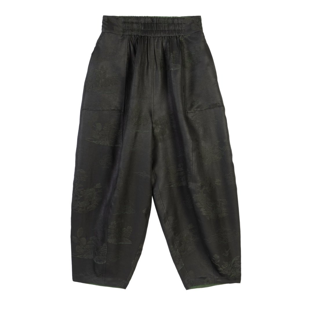 【618】新中式国风 56268 茶染 重锻 双面双穿 气质百搭 花苞裤 L93