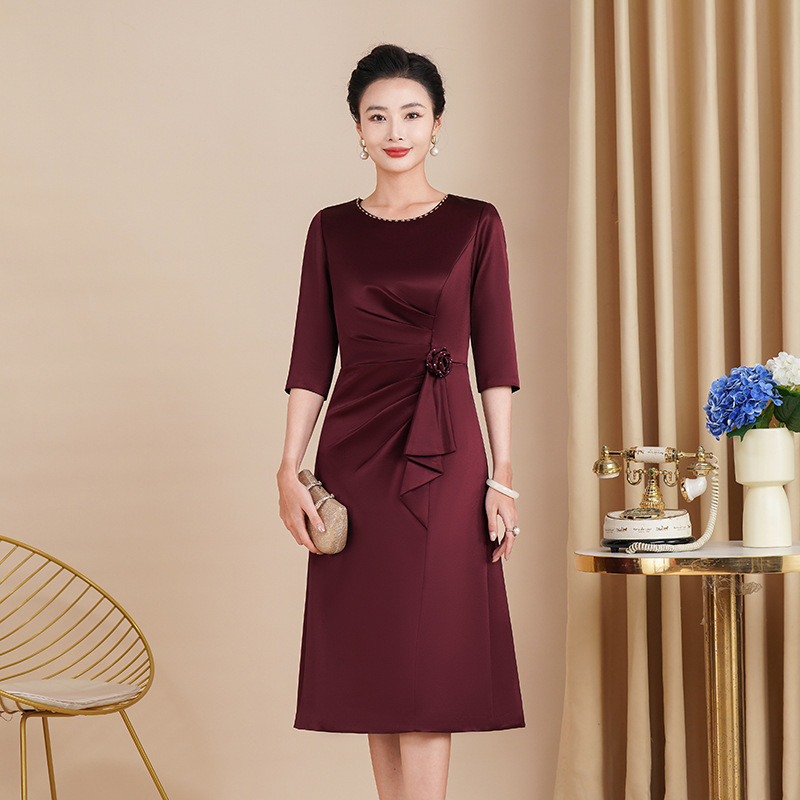 【多色可选】进口三醋酸高端礼服裙喜婆婆婚宴妈妈晚礼服日常可穿Y