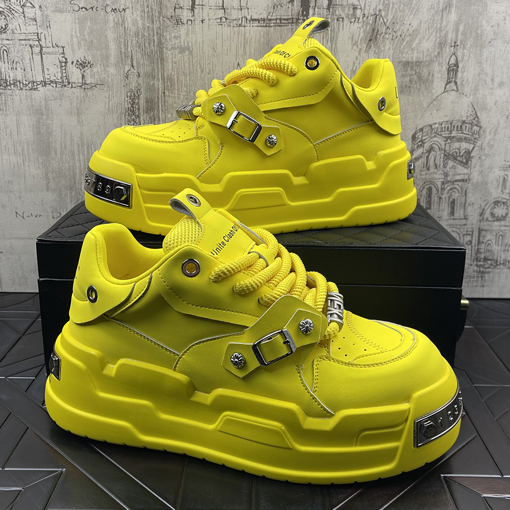 欧洲站男鞋原创设计厚底增高板鞋男2025春季新款高级感休闲小白鞋