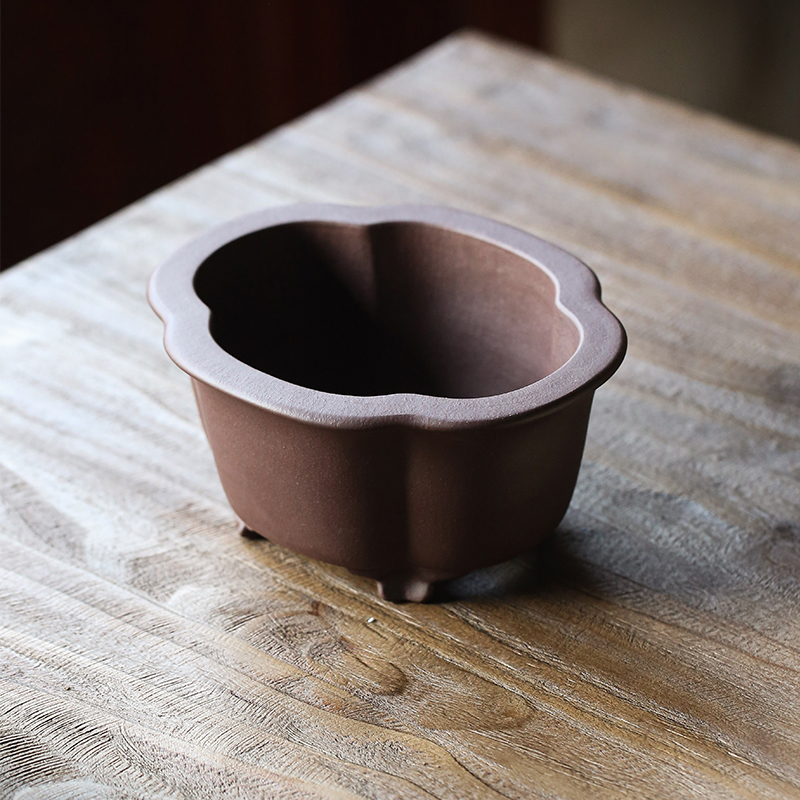 玖紫轩海棠盆吴化明紫砂花盆名家手工盆景微型菖蒲桌面茶桌把玩盆