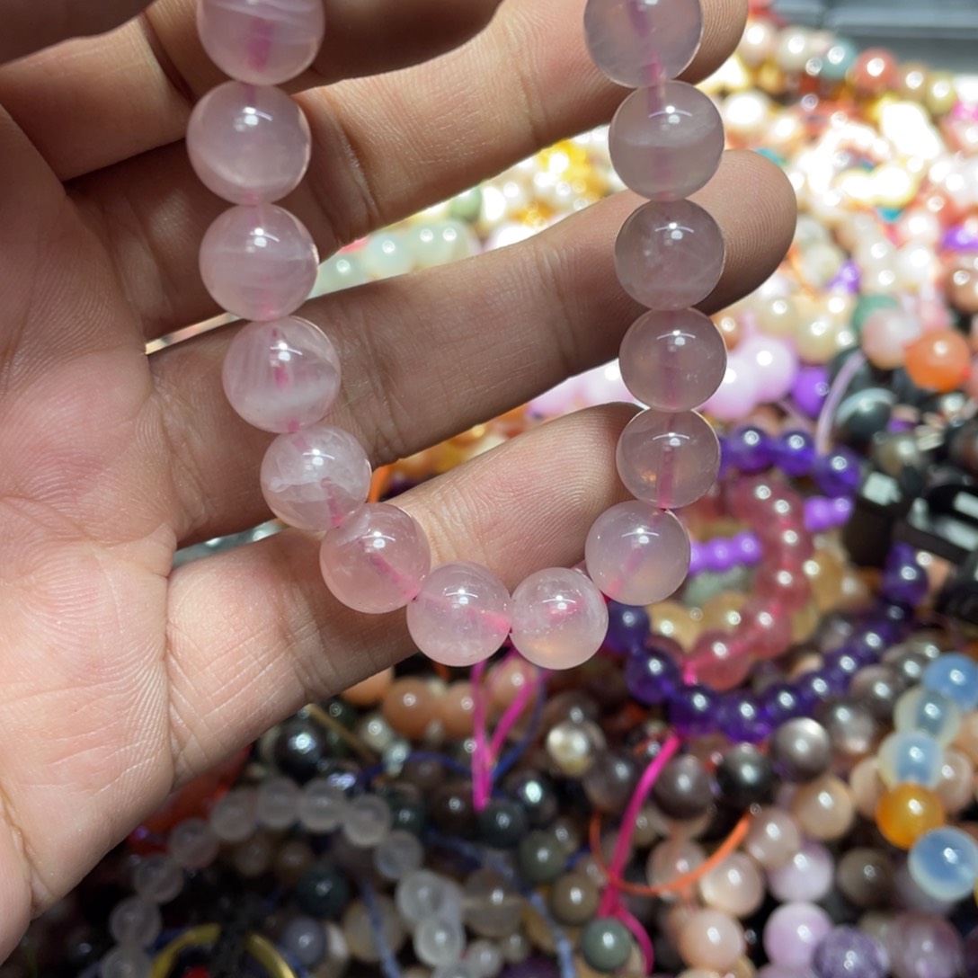 烟晶手链银S800镀金镶嵌