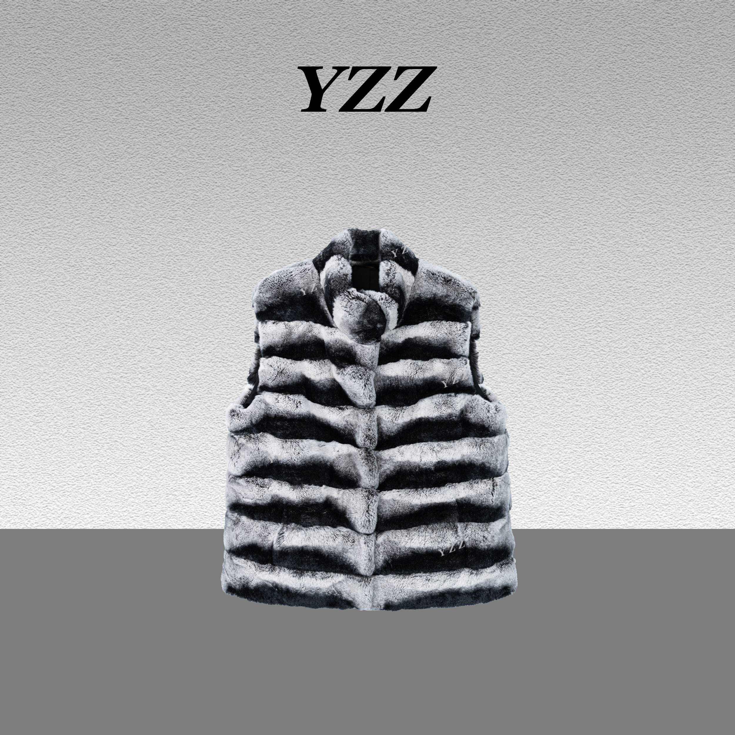 YZZ“浪漫书签”进口獭兔毛高级感龙猫纹时髦皮草马甲 680561