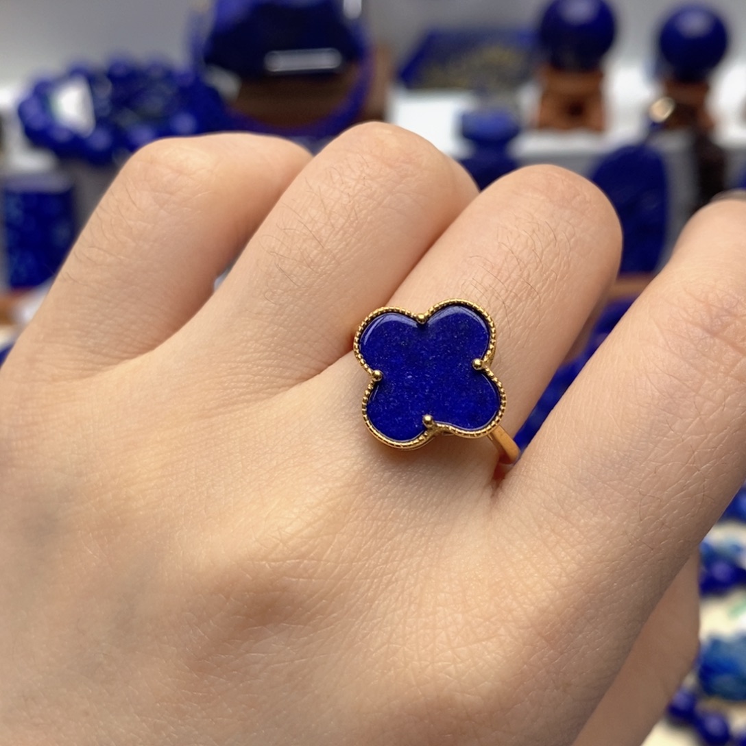 青金石银S925镀金镶嵌戒指