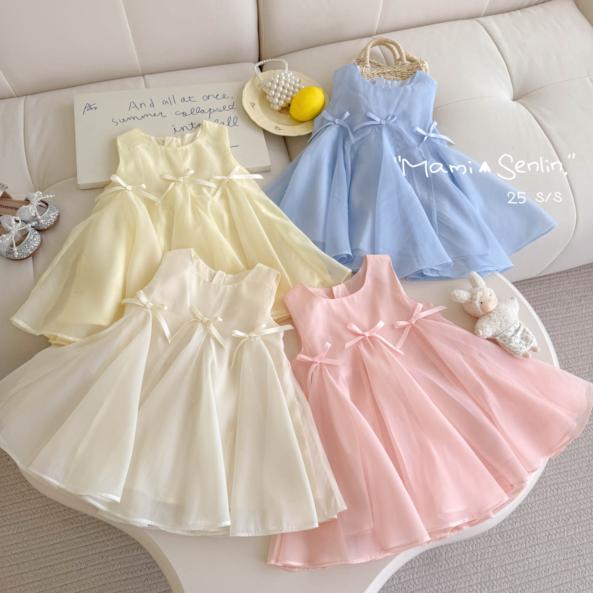 【现货】妈咪森林童装2025夏季女童蝴蝶结连衣裙252-MMSL-252238