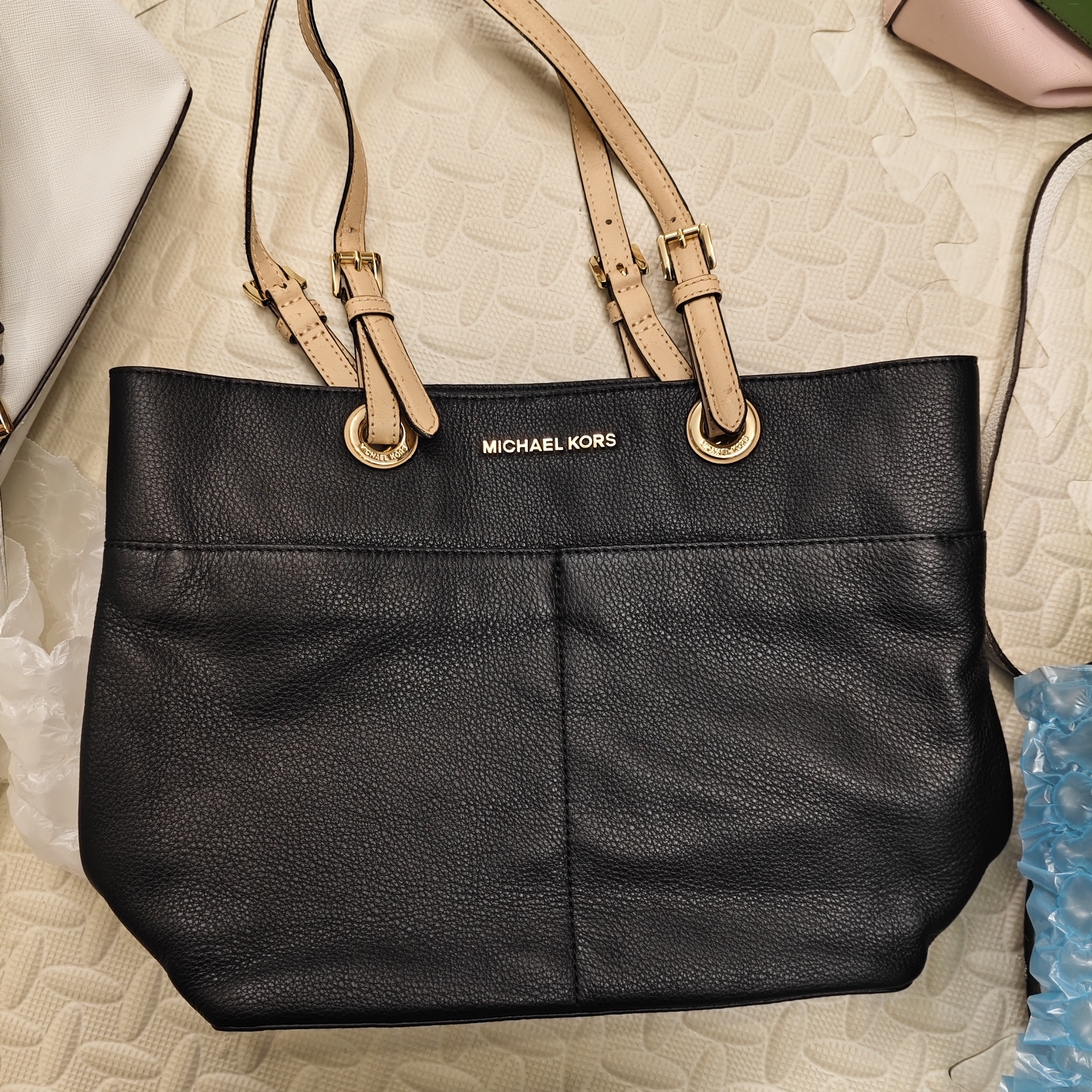 99新 MICHAEL KORS/迈克高仕 大麦中古/mk黑色腋下托特/单肩包/