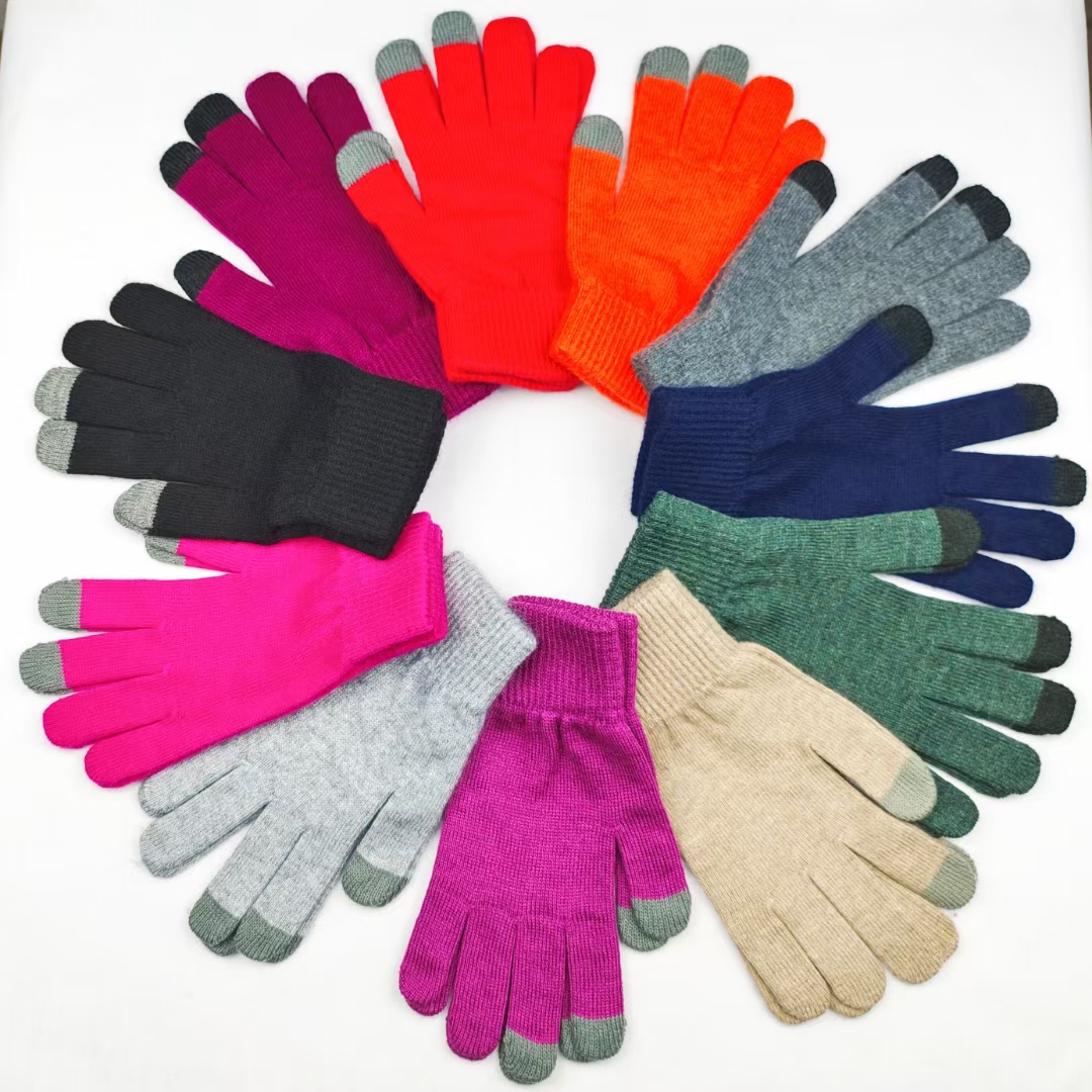 秋冬男女通用触屏针织羊毛保暖手套适合骑车开车拍一发三颜色随机