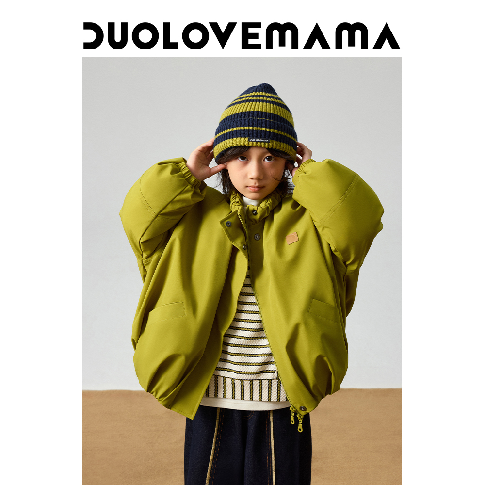 DUOLOVEMAMA【安心羽绒】降落伞儿童羽绒服男女童保暖廓形外套