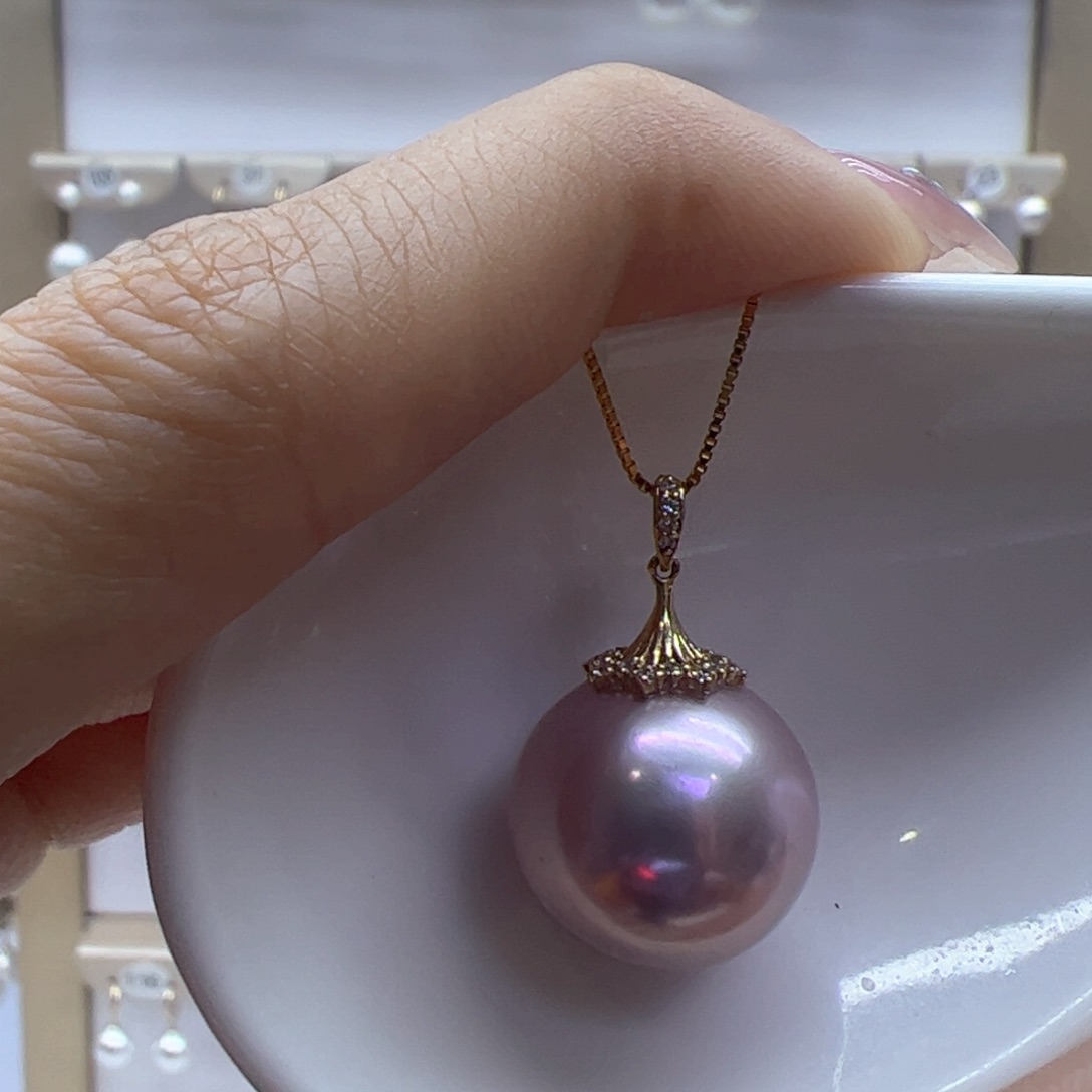 淡水珍珠吊坠(赠链)18K金镶嵌