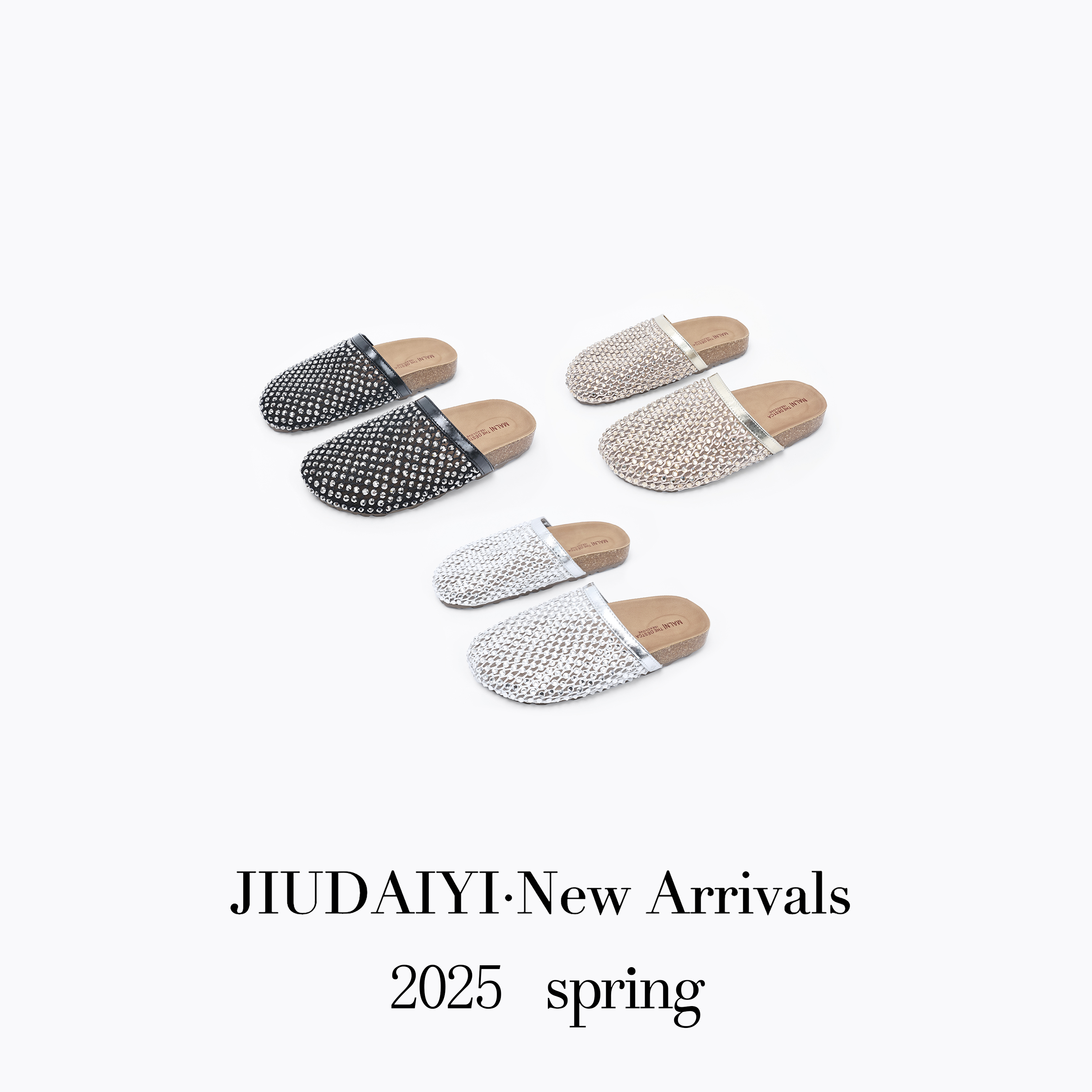 厚底网面水钻2025新款休闲度假风一脚蹬沙滩网红时尚气质凉拖鞋