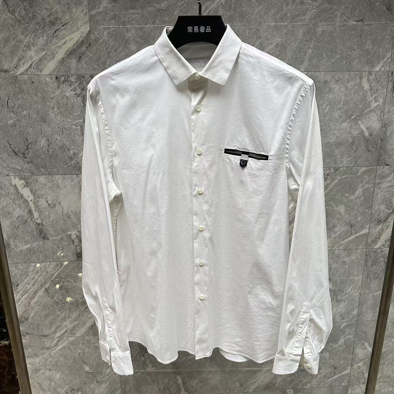 未使用 Prada/普拉达 白色刺绣LOGO衬衫/41码